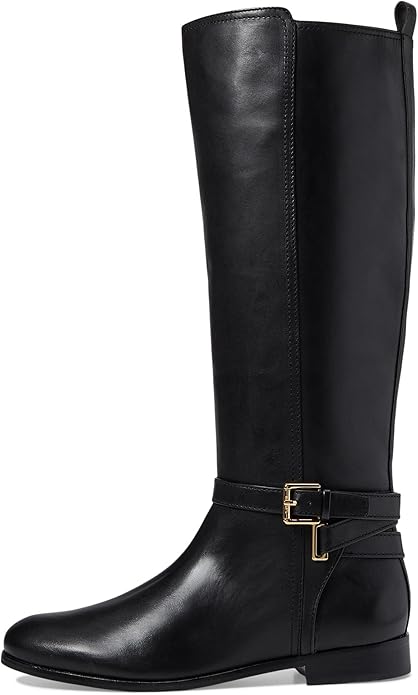 Lauren Ralph Lauren Women's Blayke Buckled Riding Boots  Color Black Size 6M