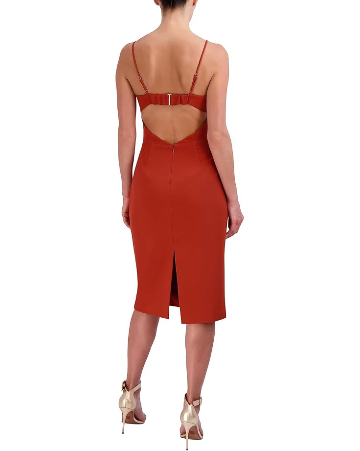 BCBGMaxazria Stretch Double Face Crepe Dress  Color Red Ochre Size 4