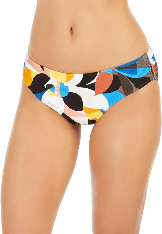 Calvin Klein Printed Side-Shirred Hipster Bikini Bottoms  Color Nectar Multi Stained Glass Floral Size XL