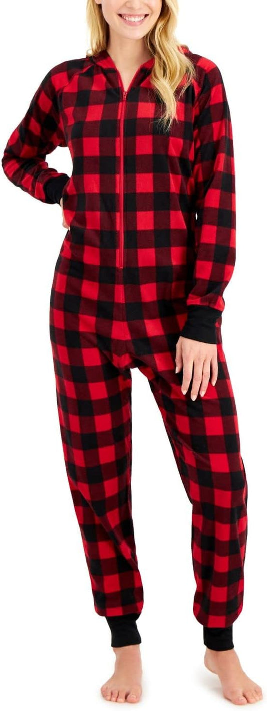 Family Pajamas Women's 1-Pc. Red Check Printed Pajamas  Color Red Buff Check Size L