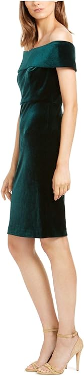 Calvin Klein Off-The-Shoulder Velvet Sheath Dress  Color Malachite Size 6