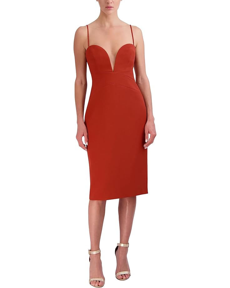 BCBGMaxazria Stretch Double Face Crepe Dress  Color Red Ochre Size 4