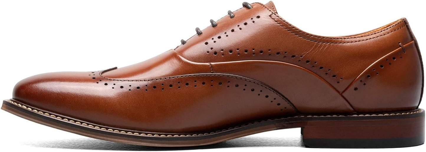 Stacy Adams Men's Macarthur Wingtip Oxford  Color Cognac Size 12M