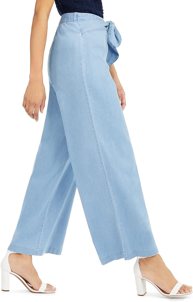 INC International Concepts Women's Tie-Waist Wide-Leg Pants  Color Deanna Wash Size 2XL