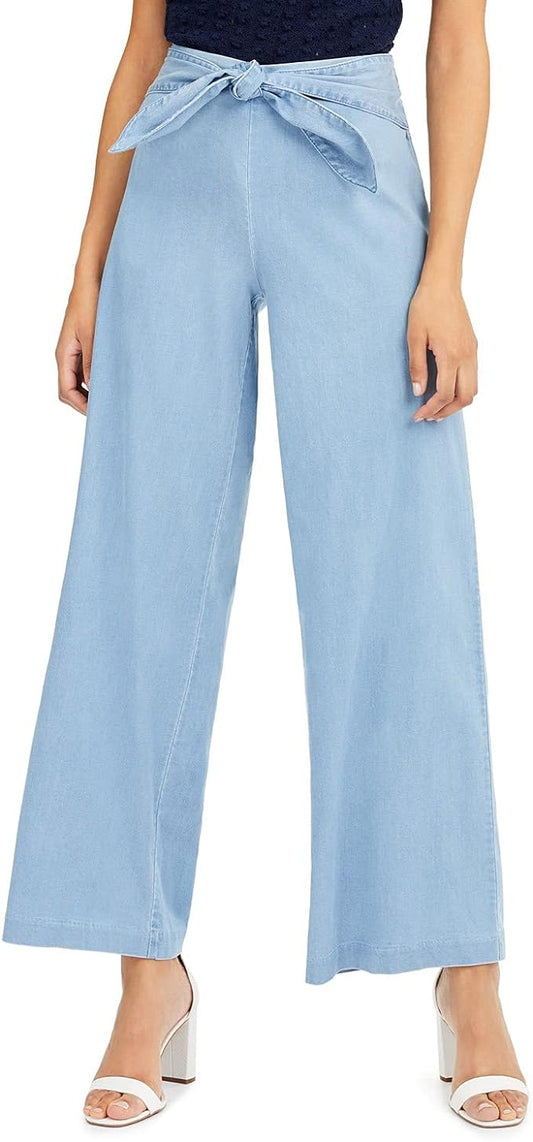 INC International Concepts Women's Tie-Waist Wide-Leg Pants  Color Deanna Wash Size 2XL