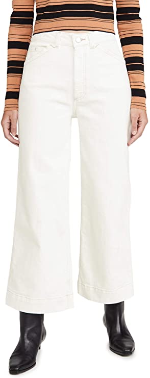 AG Jeans Women's Rosie Cropped Wide-Leg Jeans  Color Modern White Size 28