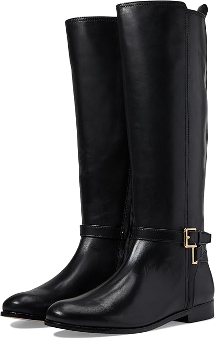 Lauren Ralph Lauren Women's Blayke Buckled Riding Boots  Color Black Size 6M