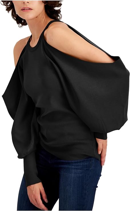 INC International Concepts Women's Off-The-Shoulder Sweater  Color Deep Black Size S