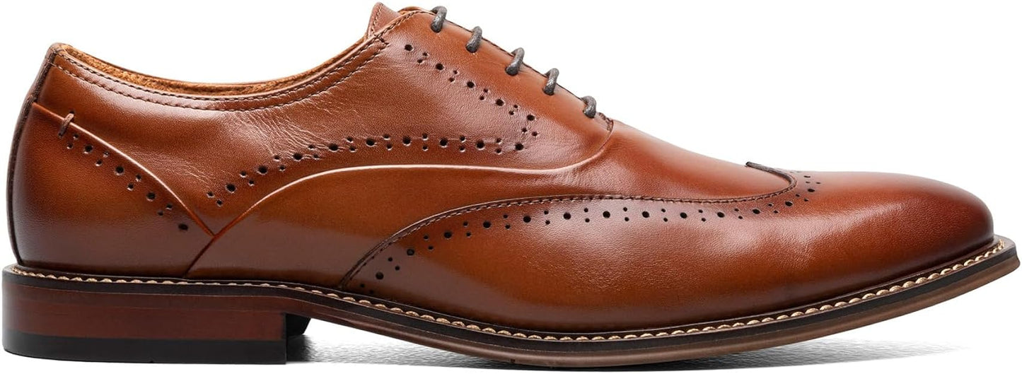 Stacy Adams Men's Macarthur Wingtip Oxford  Color Cognac Size 12M