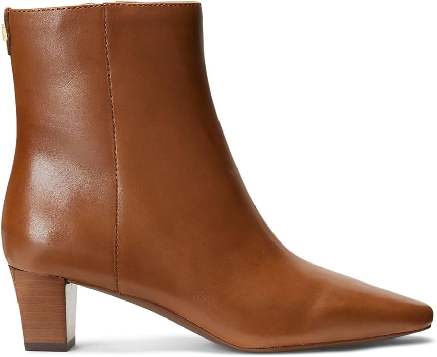 Lauren Ralph Lauren Women's Willa Square-Toe Dress Boots  Color Deep Saddle Tan Leather Size 7M