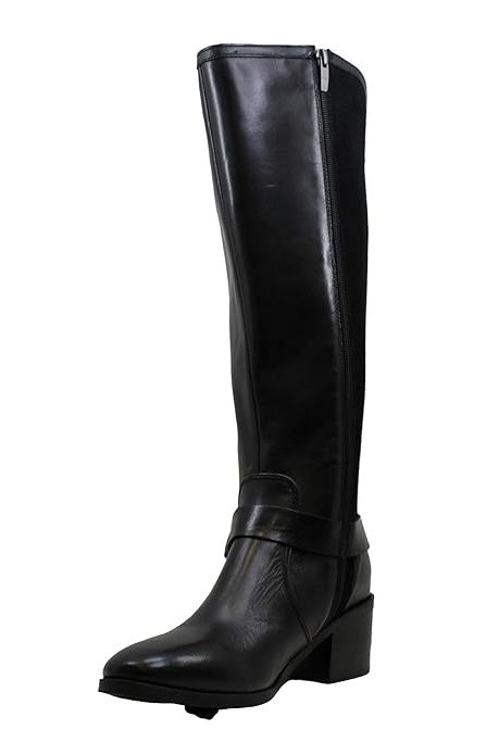 Marc Fisher Women's Risa Block-Heel Leather Boots  Color Black Size 7M