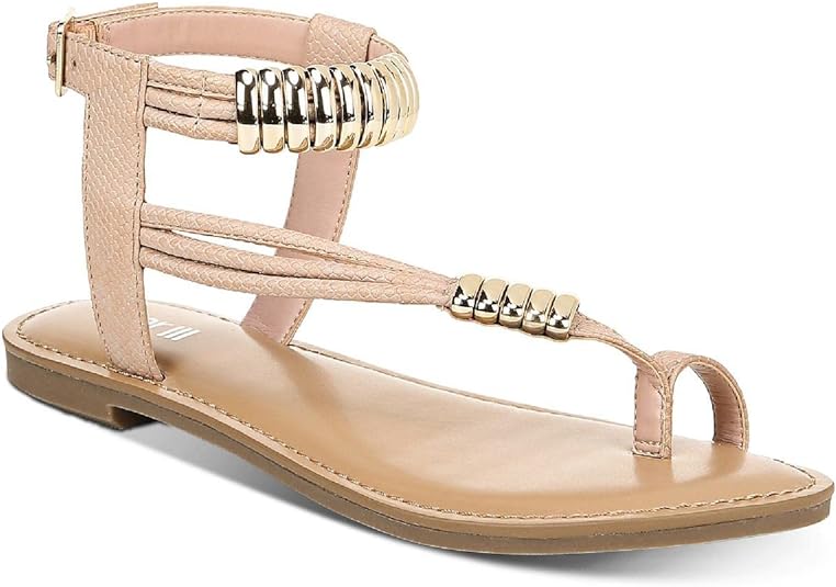 bar III Women's Vella Flat Sandals  Color Blush Snake Size 6M