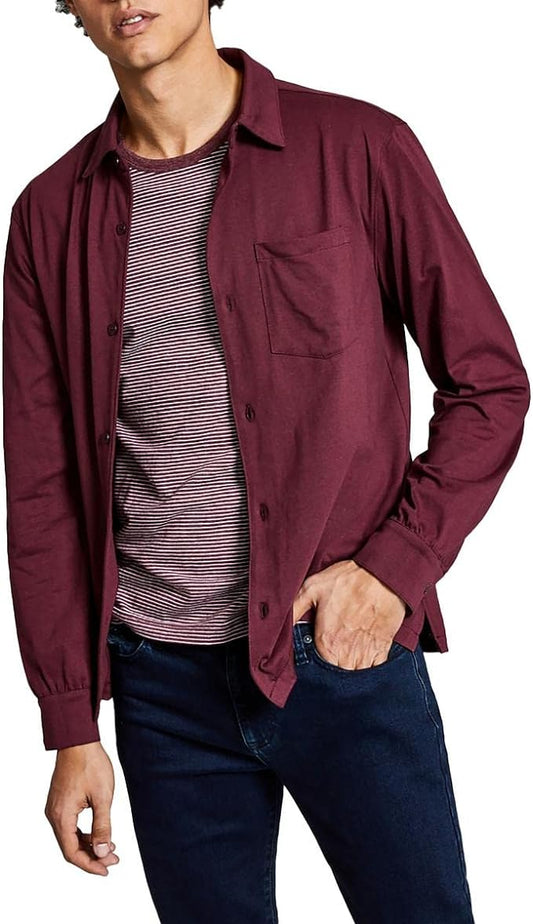 And Now This Men's Regular-Fit Solid Knit Shirt  Color Plum Size S