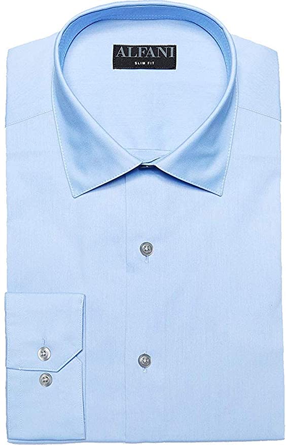 Alfani Men's AlfaTech Slim-Fit Performance Solid Dress Shirt  Color Light Blue Size 16/16.5 32/33