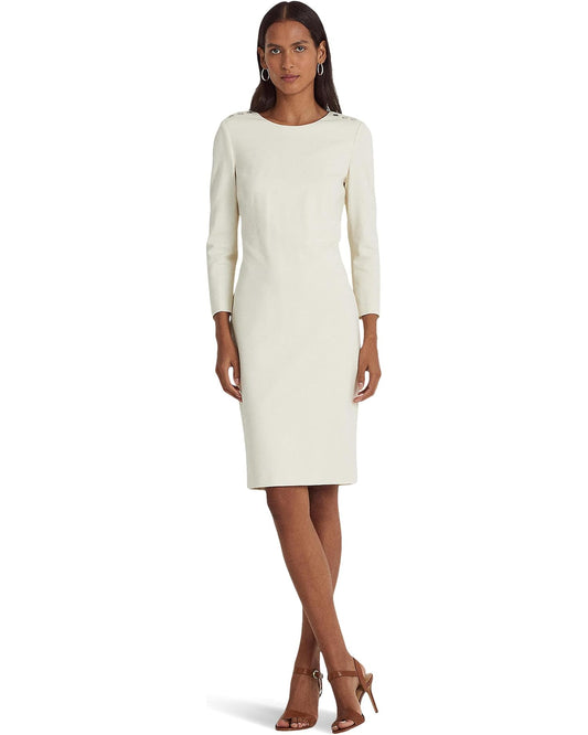 Lauren Ralph Lauren Women's Ponte Three-Quarter-Sleeve Dress  Color Mascarpone Cream Size 2