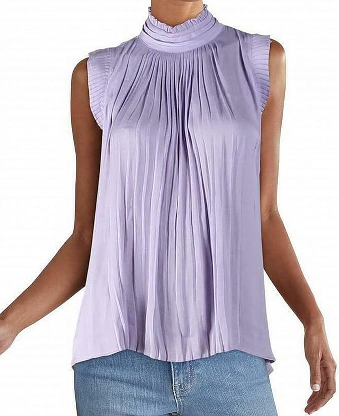 INC International Concepts Women's Pleated Knit Sleeveless Top  Color Purple Swirl Size L