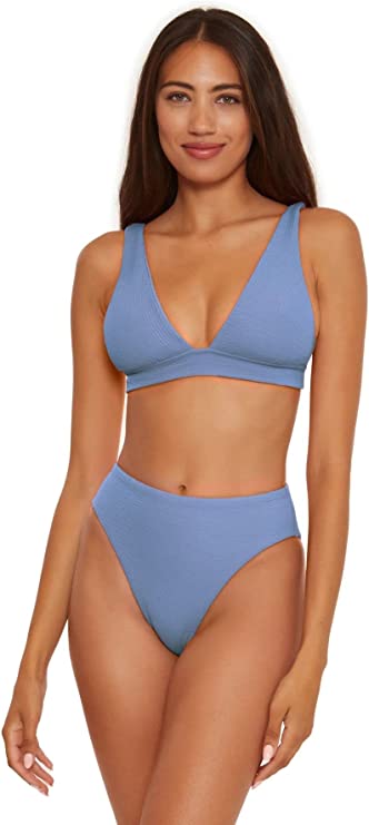 Becca Pucker Up Textured Tie-Back Bikini Top  Color Mist Size M