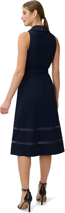 Adrianna Papell Women's Fit Flare Tuxedo Dress  Color Midnight Size 10