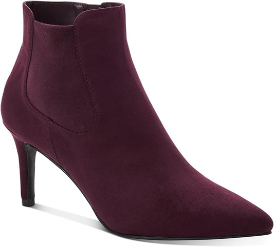 Alfani Women's Jacklynne Pointed-Toe Zipper Booties  Color Dark Berry Micro Size 9.5M