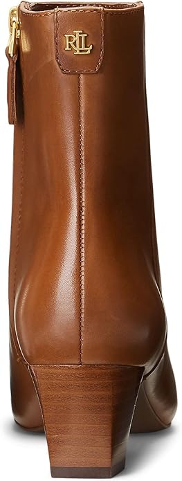 Lauren Ralph Lauren Women's Willa Square-Toe Dress Boots  Color Deep Saddle Tan Leather Size 7M