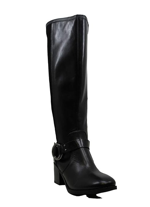 Marc Fisher Women's Risa Block-Heel Leather Boots  Color Black Size 7M