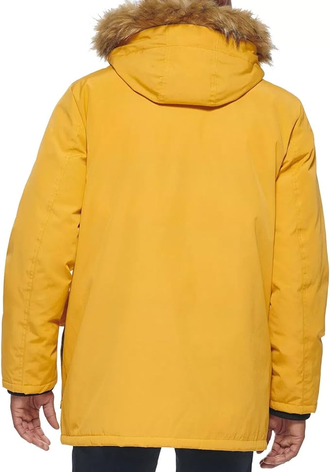 Club Room Men's Parka Faux Fur-Hood Jacket  Color Yellow Size XL