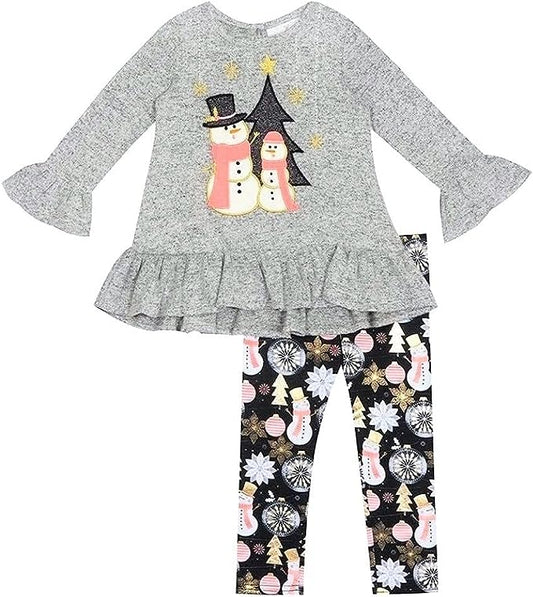 Rare Editions Girls Christmas Snowman Sweater Pant Set  Color Gray Size 6X