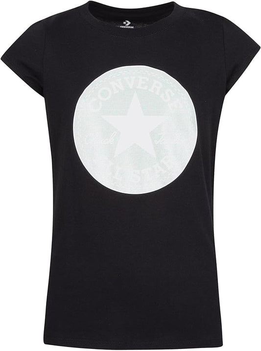 Converse Big Girls Shine Chuck Tee  Color Black Size M 8-10