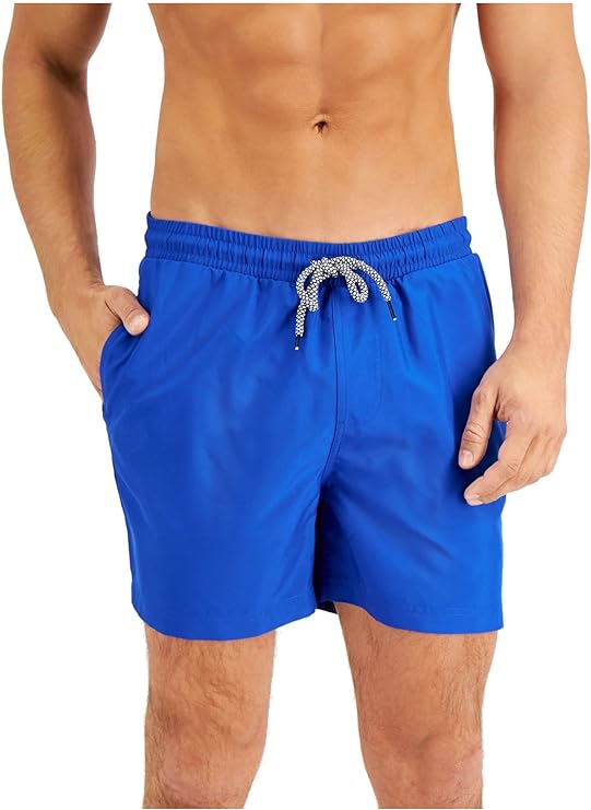 INC International Concepts Men's Regular-Fit Quick-Dry Pocket Swim Trunks Color Deep Cobalt Size 2XL