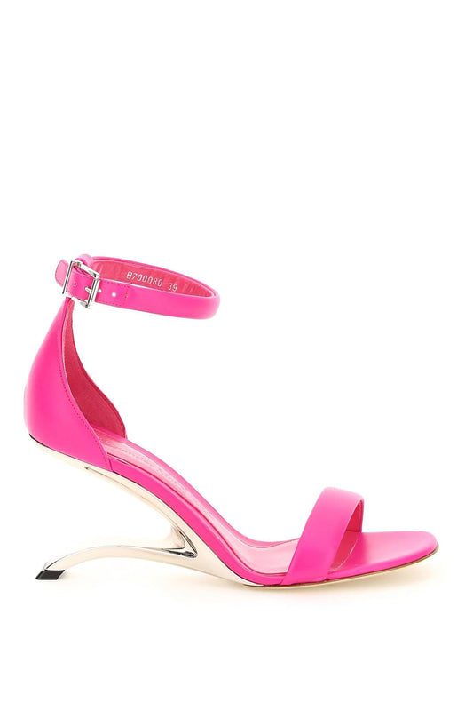 Alexander McQueen Leather Arc Heel Sandals  Color Bobby Pink/Silver Size EU 38C/US 7.5