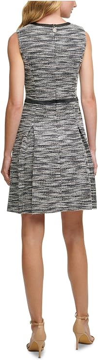 Tommy Hilfiger Tweed Fit Flare Dress  Color Black/Cream Size 6