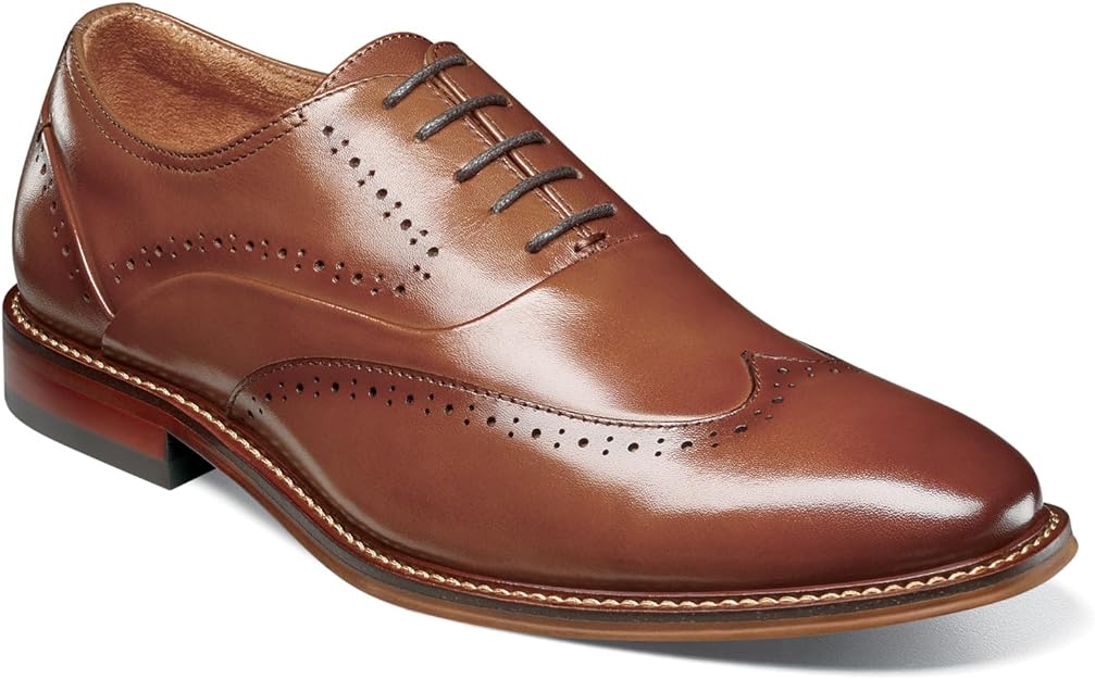 Stacy Adams Men's Macarthur Wingtip Oxford  Color Cognac Size 12M