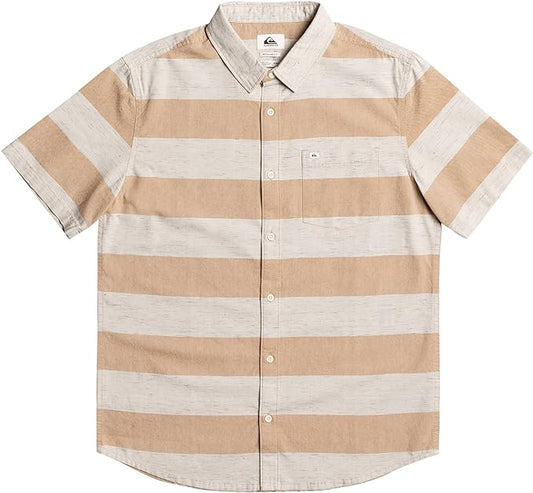 Quiksilver Men's Kalua Kobi Short Sleeve Shirt  Color Bone Brown Size S