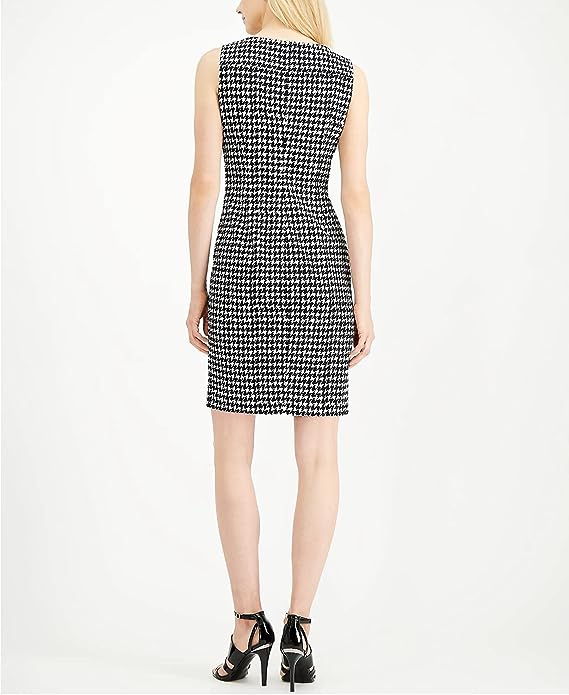 Calvin Klein Houndstooth Sheath Dress  Color Black/White Size 12