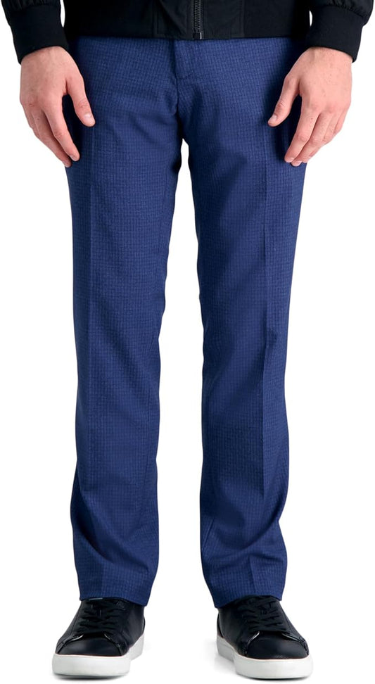 Kenneth Cole Reaction Men's Slim-Fit Stretch Check Dress Pants  Color Blue Grid W32xL29