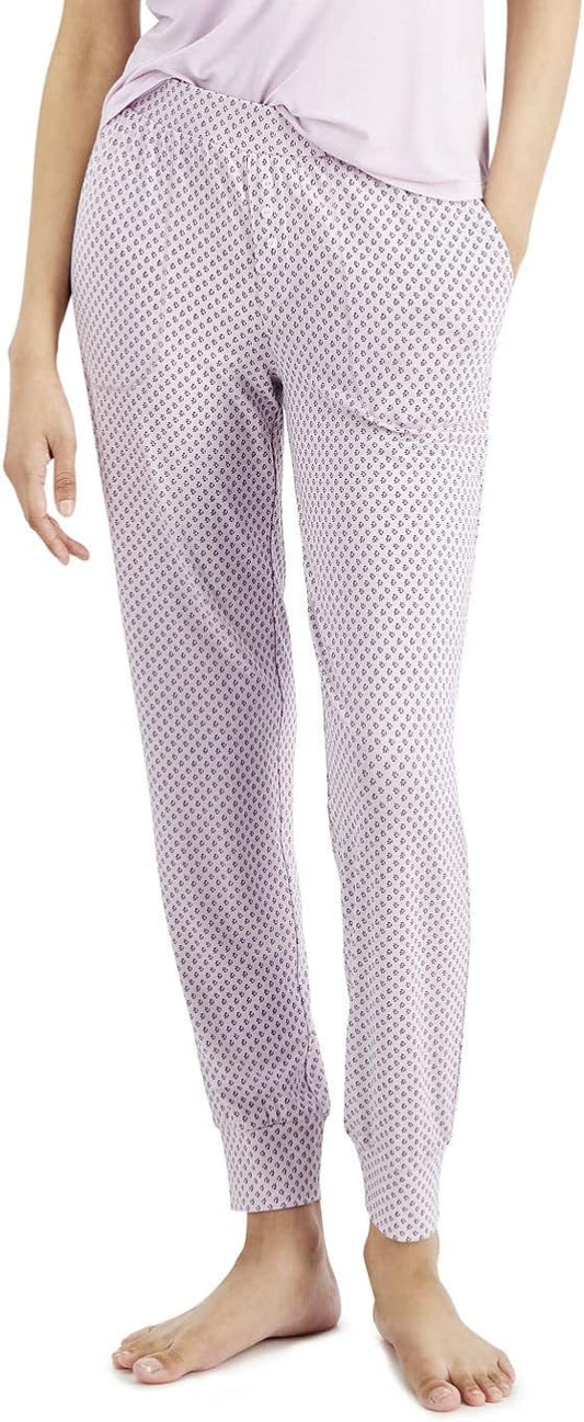 Alfani Women's Printed Knit Jogger Pajamas Pants  Color Lilac Leaves Size XL