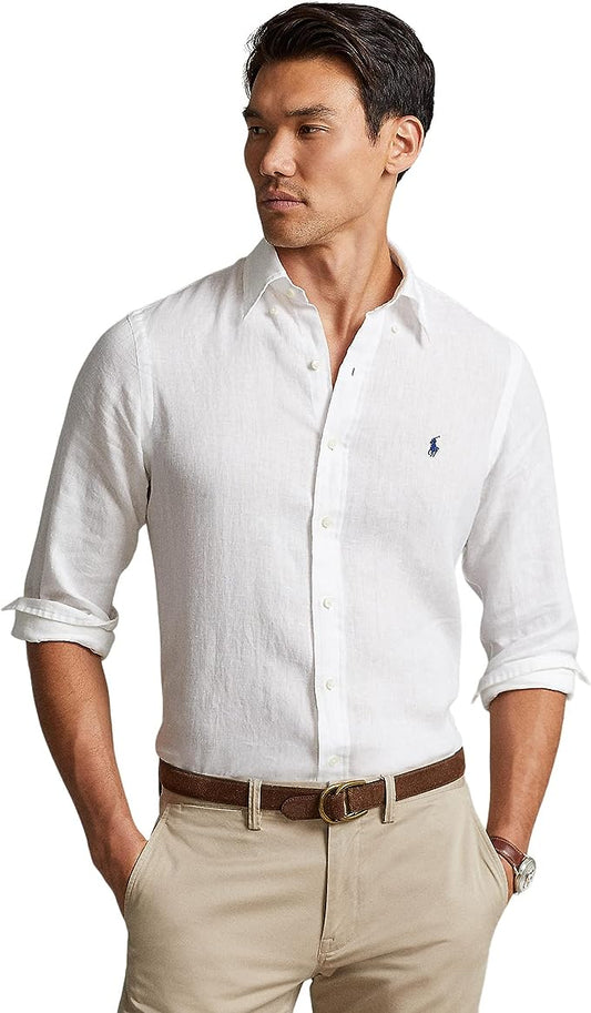 Polo Ralph Lauren Men's Classic Fit Linen Shirt  Color White Size 2XL