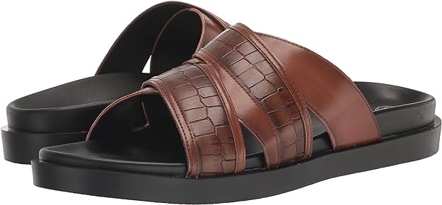 Stacy Adams Men's Mondo Cross Strap Slide Sandals  Color Cognac Size 8M