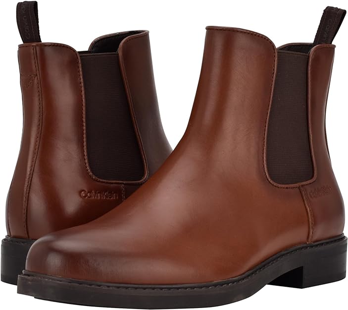 Calvin Klein Men's Fenwick Pull On Chelsea Boot  Color Cognac Size 9.5M