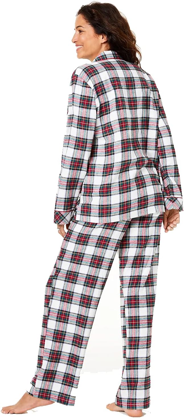 Family Pajamas Women's Cotton Knit Plaid Pajamas Set  Color Stewart Plaid Size M