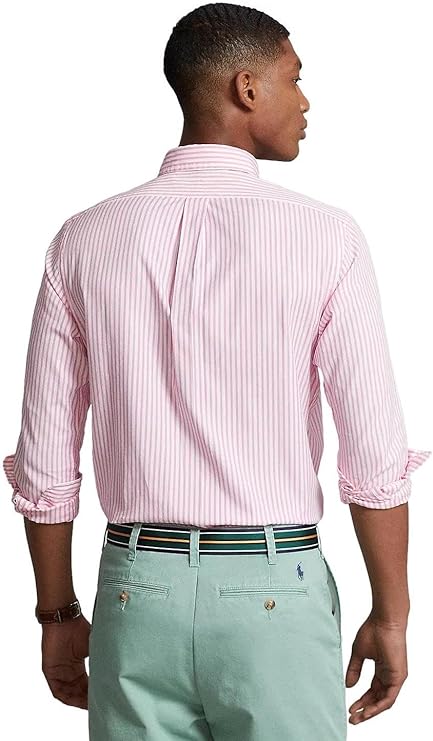 Polo Ralph Lauren Men's Long Sleeve Classic Oxford Shirt  Color Pink/White Size L