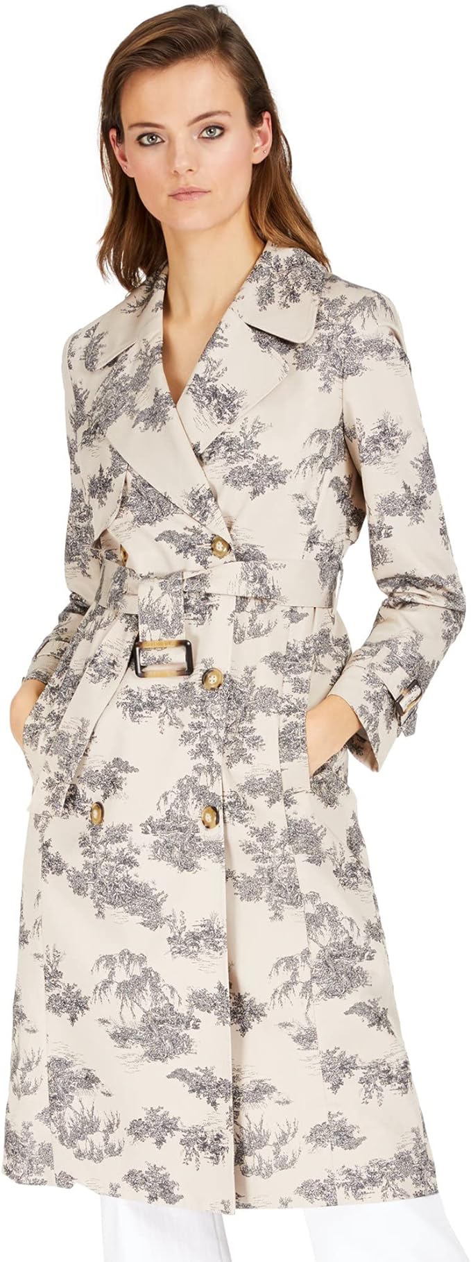 INC International Concepts Women's Toile-Print Trench Coat  Color Scenic Toile Size L