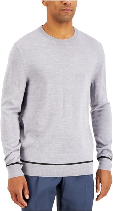 Alfani Men's Wool Blend Crewneck Sweater  Color Light Grey Size XL