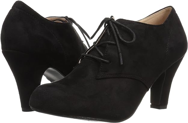 Journee Collection Women's Leona High Heel Lace-up Faux Suede Pumps  Color Black Size 7W