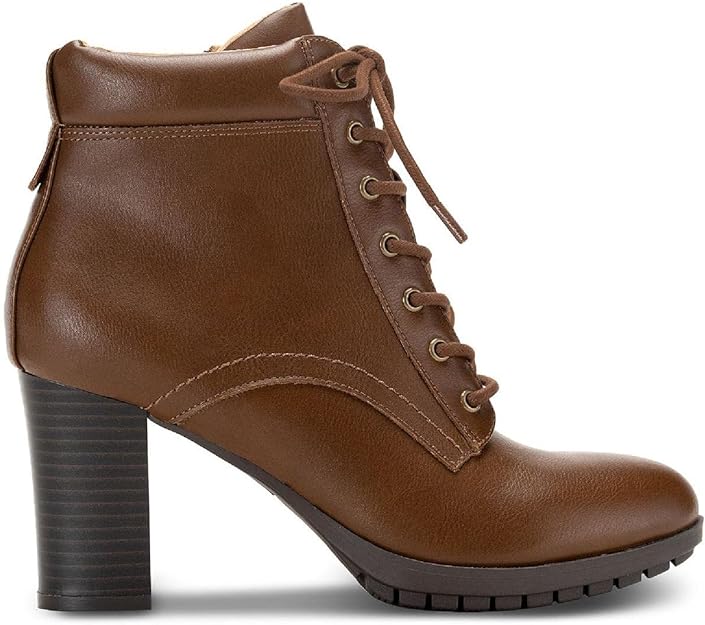 Style & Co Women's Lucillee Heeled Almond Toe Booties  Color Cognac Size 8.5M