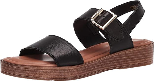 Bella Vita Women's Wedge Sandal  Color Black Leather Size 7.5M