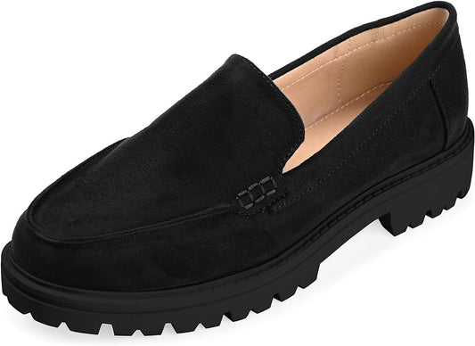 Journee Collection Women's Erika Loafer Almond Toe Slip On Flats  Color Black Size 6.5M