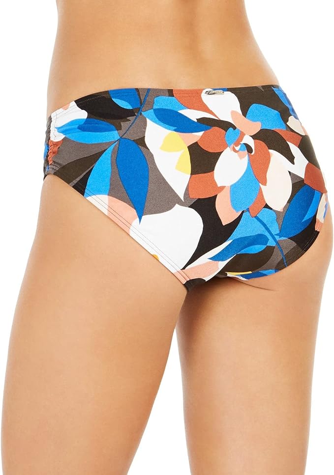 Calvin Klein Printed Side-Shirred Hipster Bikini Bottoms  Color Nectar Multi Stained Glass Floral Size M