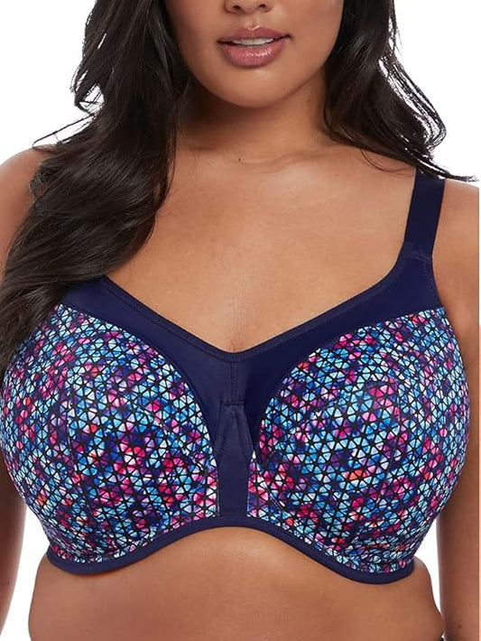 Elomi Plus Size Energise Underwire Sports Bra  Navy Geo Size 42G