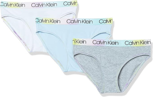 Calvin Klein Girls' Modern Cotton Bikini Panty, 3-Piece  Color Assorted Size S (6/6X)